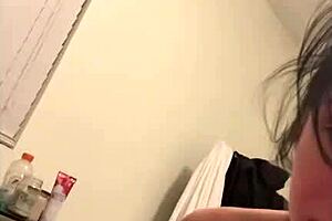 Skinny teen slut intensely sucking big cock like a pro