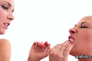 Lesbo kittens fist fucking tight pussies and asses 😈