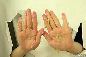 hand crush fetish banana crush with messy asian japanese action
