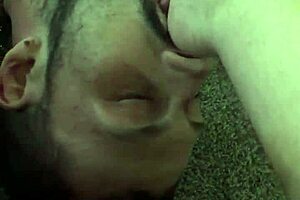 Slave worships sweaty barefoot feet