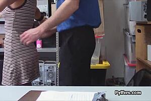 Curly Ebony Teen Suspect Intensely Fucked By Security Guard In Office