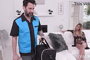 naturally busty blonde jesse pony rides big dick in trimmed pussy