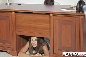 alexis brill and bruce venture in office, subtly shaking down below with obsession.