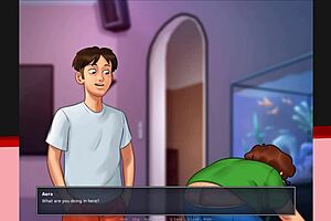 Blonde Babe with Big Ass Gets Blowjob and Facial in Summertime Saga!