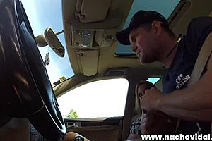 nacho vidal and amirah adara at drive-thru, she eats his dick