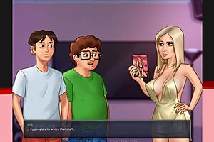 Blonde Babe with Big Ass Gets Blowjob and Facial in Summertime Saga!