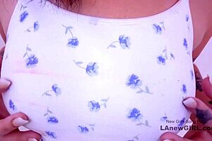 that hot brunette feels the fuck machine between her legs reaching intense orgasm