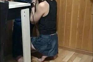 While guests walked, I gave a great blowjob on the balcony to a big cock