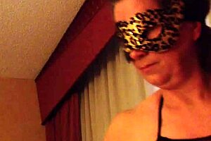 hey, this masked mature milf sucks off her husband in costume, so exhibitionist and fun 😏