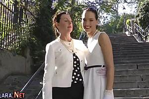 Classy Brunette Stockings Rubs Pussy