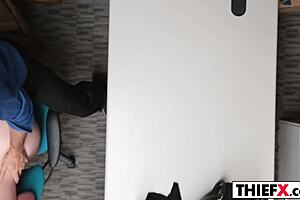 Punishment is education for the nubile cutie who steals, getting her ass fucked hard in the garage office.