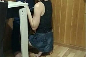 While guests walked, I gave a great blowjob on the balcony to a big cock