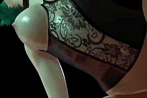 Green-haired tart having her behind roughly violated with 3D animation