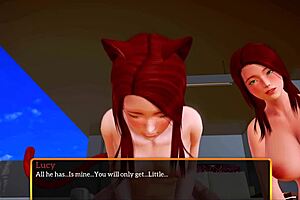 Redhead teen with small tits in family setting.