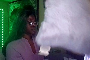 Naejae rubs her wet pussy while watching lesbian porn