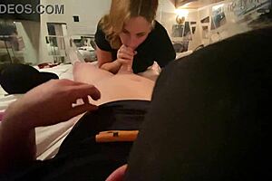 i'm getting fucked by a machine while sucking this big cock, tits bouncing