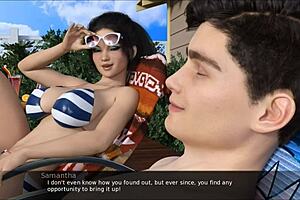 stepsister gives handjob in game room