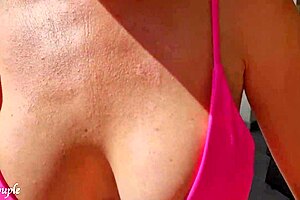 amateur milf sucks and jerks on sunny balcony till cumshot on tits