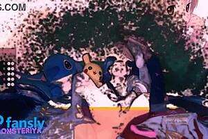 cute anime girl fingers her pussy while masturbating