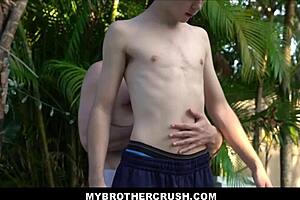 twink boy stepbrother dakota lovell interacts with stepbrother in garage
