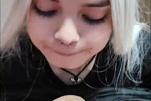 blonde babe deepthroats big cock like crazy