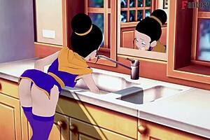 Dragon Ball Z EX 3 Part 2: Chichi Stuck in Kitchen Fantasy Scene