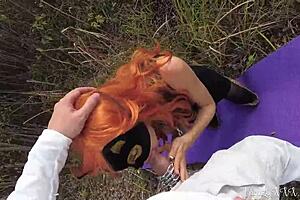 Kitty asks, Like watching me suck and bang outdoors?