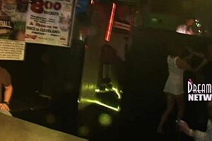 Girls flash tits in wet t-shirt contest game