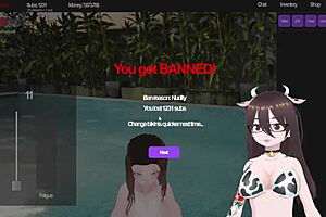 Hot tub simulator being a streamer in bikini.