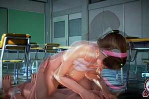 Suggestive Hitomi in Honey Select Riding with Big Tits Exposed