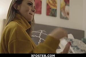 Foster teen learns not to hide secrets from parents in hardcore threesome.