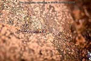 The novinha masturbates on the beach, squirting hard with her big ass shaking