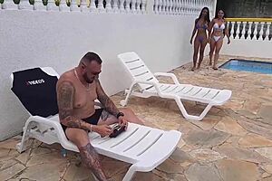 Diana Smith Fucks Two Hot Latinas By The Poolside In Brazil!