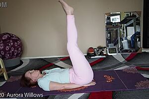 Yoga lesson 362 with a European wife practicing poses in a relaxed setting.