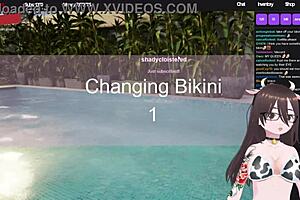 Hot tub simulator being a streamer in bikini.