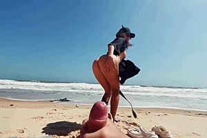 teen girl teases on nude beach while guy jerks off secretly