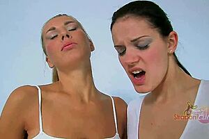 Like a Virgin: Latvian Threesome in Leggings with Strapon