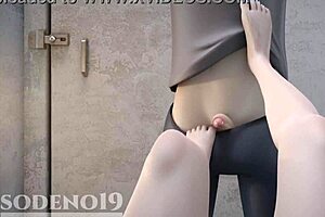 Silver Wolf from Honkai Star Rail caught masturbating, then gives footjob and blowjob.