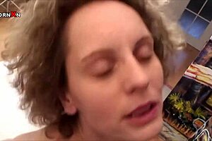 this milf babe in stockings jumps on cock for hardcore blowjob and facial