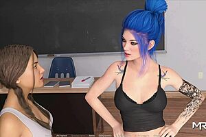 Girlfriend kisses girlfriend in acting lessons, exploring hentai anime dynamics