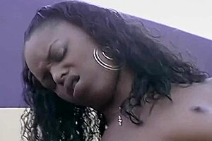 Ebony performer Marie Luu receives a blowjob and gets new shoes