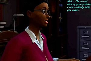 Dark angel in Sims 4 with big tits and ass threesome