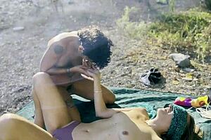 catalan girls kiss passionately in outdoor lesbian sex