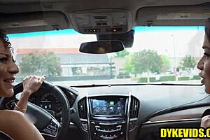 lesbian hitchhiker picked up by ebony milf for strapon sex