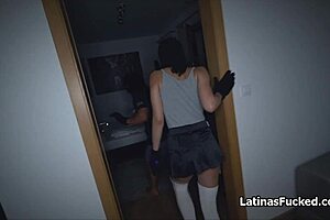 latina sucks cock after breaking into house