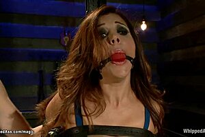 I whip my busty mature lesbian slave hard in bondage