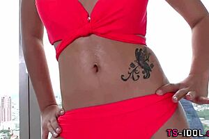 Hot ladyboy tugs solo with toys 😏