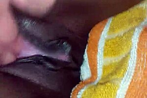 Watch as my girlfriend's black pussy squirts in intense orgasm with friend