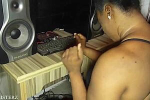 all alone with my female producer, things got heated when she bent over for doggystyle fucking.