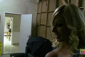 Blonde milf at work: 'Want to join our group sex?'